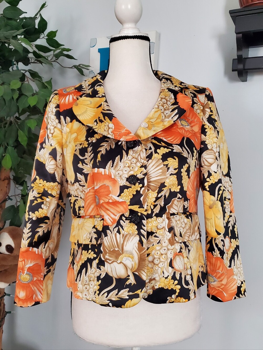 JONES WEAR SUIT Satin 90s Baroque Blazer Jacket 6P